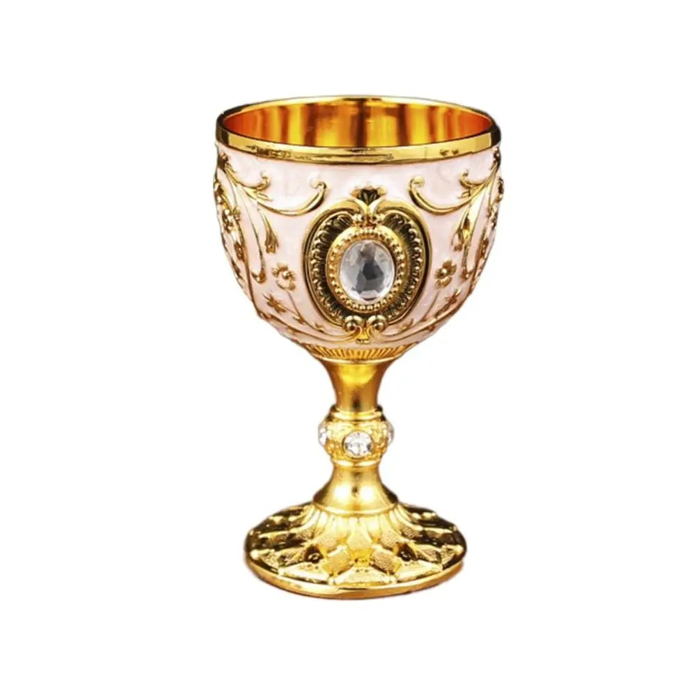 Drink Cup Embossed Vintage Metal Wine Cup Diamond-encrusted Anti-break Wine Glasses European Style Chalice Communion