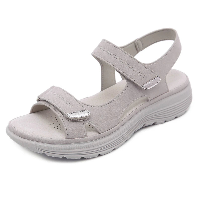 New Leather Sandals For Women In Women's Sports Style Wedge Light Velcro Slippers Comfortable Breathable And Versatile Casual