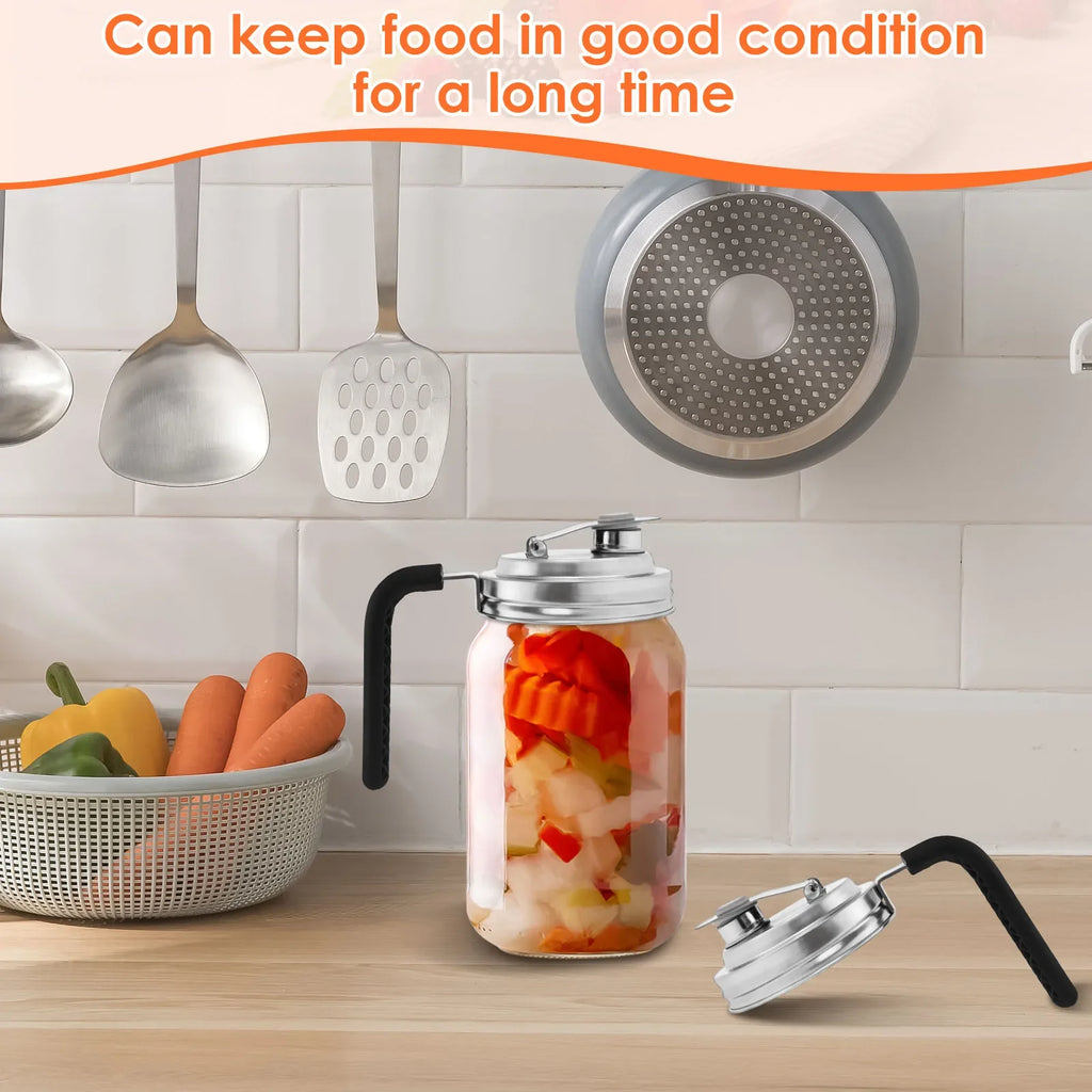 2PCS Pitcher Flip Cap Mason Jar Pour Spout Lid for Wide Mouth Mason Jars Mason Jar Airtight Handle Lid Leak Proof Seal Cover