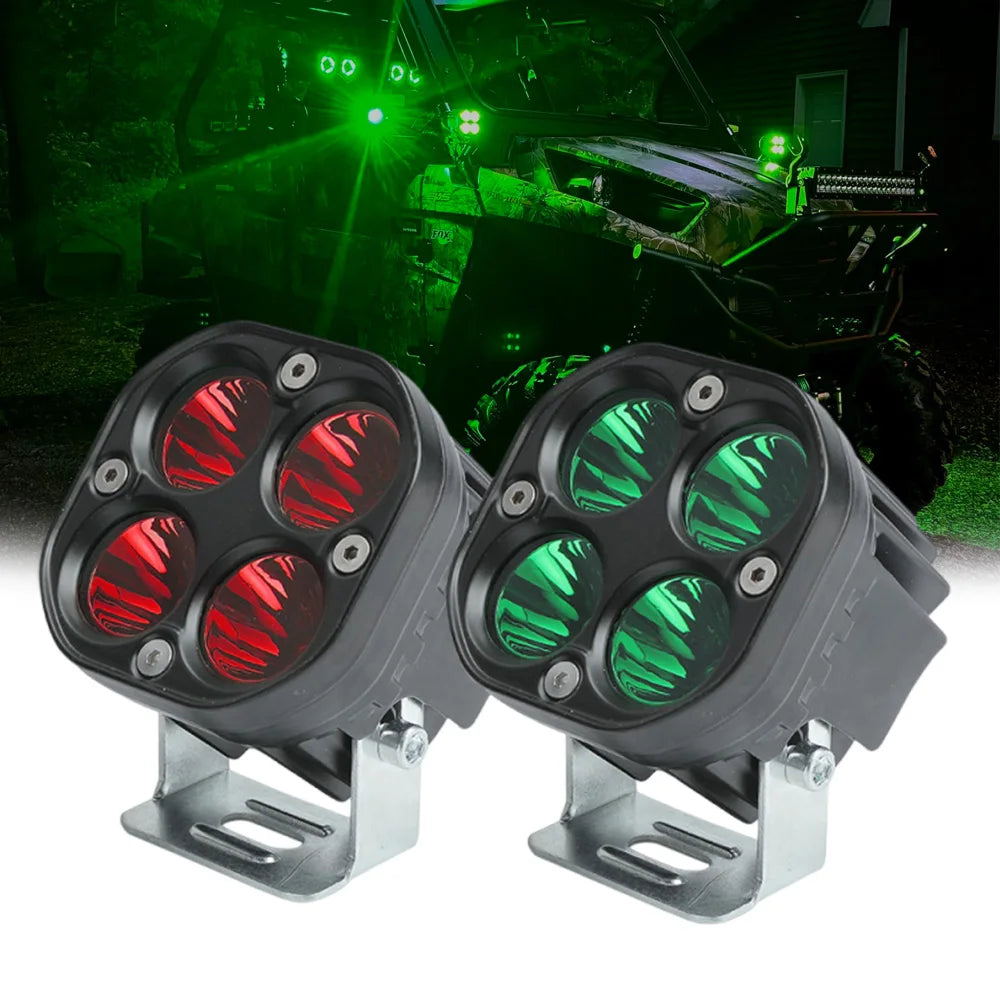 3 Inch LED Light Bar Red Green 12-24V Driving Fog Lights Auto Spotlights Work Lights for 4x4 Offroad Motorcycle Fishing Hunting