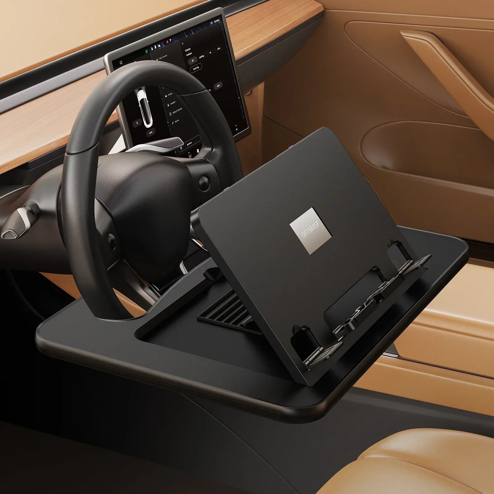 Hipacool Adjustable Car Laptop Computer Desk Mount Stand Car Steering Wheel Portable Foldable Tray Board Table for Work Eat Read