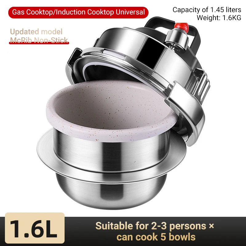 Upgrade Non stick Pressure Pot Small Outdoor Camping 0.8L-1.6L Home Gas Induction Cooker Pressure Pot Cooking 5 Bowls of Rice