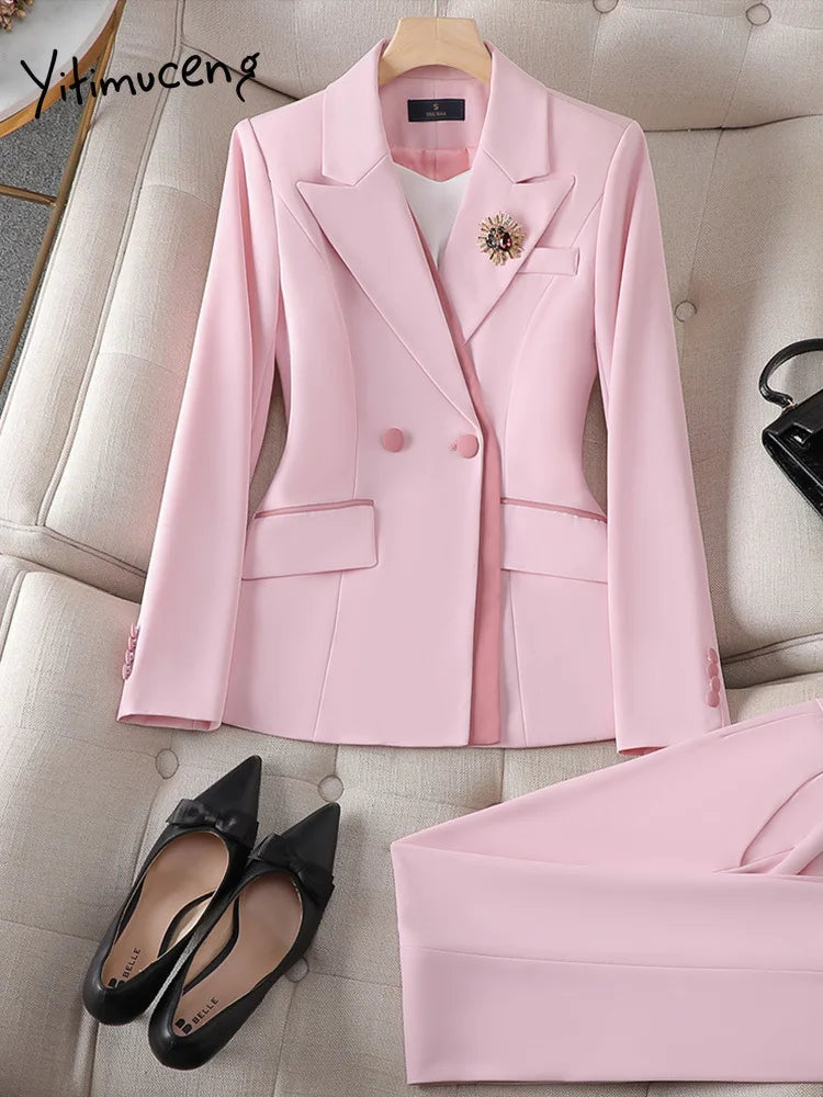 2025 New All Season Ladies Elegant Office Work Wear Blazers Pantsuits Pants Set Formal Styles Women Professional Trousers Sets