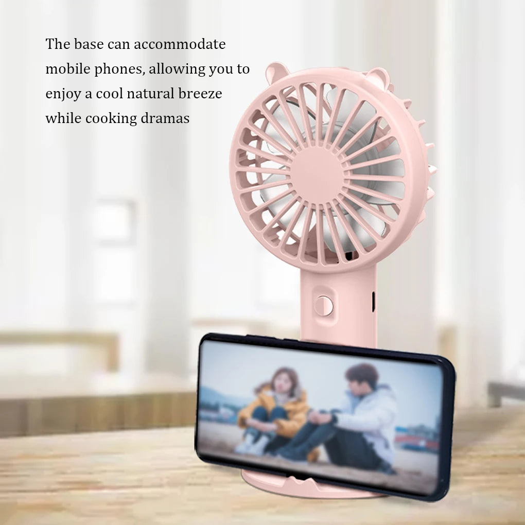 Handheld Fan Mini USB Rechargeable Fans Desk Table with Base Small Makeup Mute Cooler Girls Kids Outdoor Dorm Home
