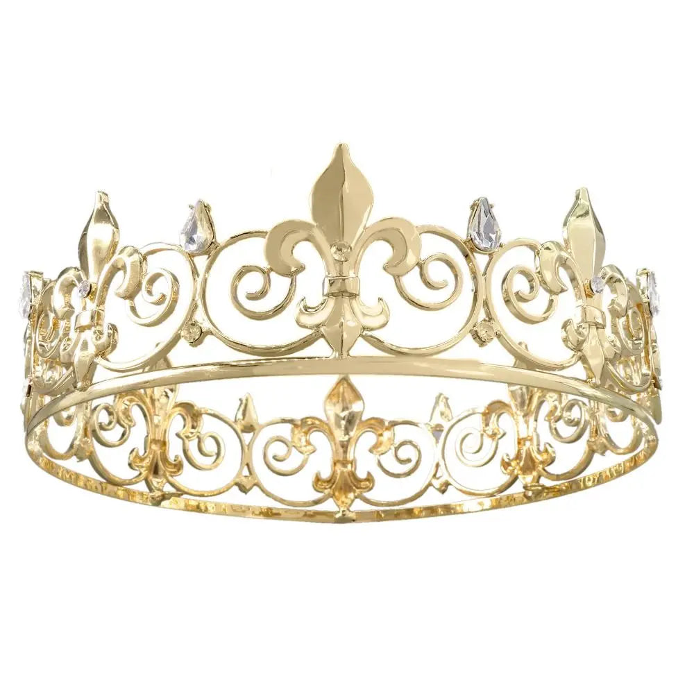 Bar Mitzvah Crown King Crown Hair Hoop Headband Metal Prince Crowns Korean Style Hair Accessories Round Tiaras Girls Gift