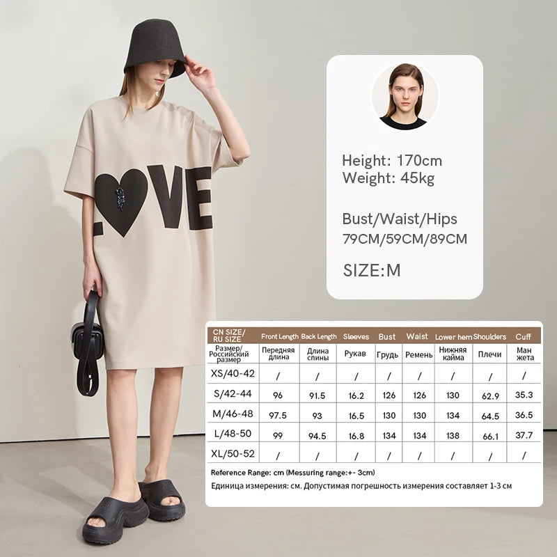 Amii Minimalist Knitted Dress For Women 2025 Summer New Round Neck Short Sleeve Loose Elastic Mid-long Printed Dress 12512014