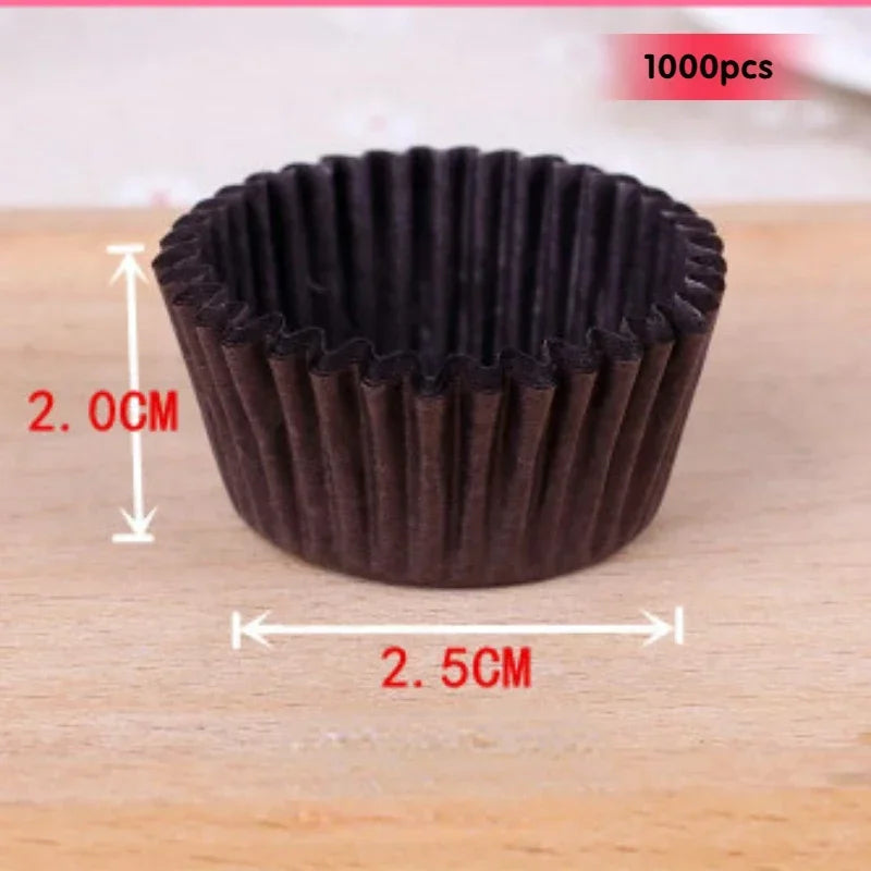 1000Pcs Mini Chocalate Cupcake Liners Natural Greaseproof Paper Muffin Baking Cups Cake Cups Forms Cupcake Cases Party Tray Mold