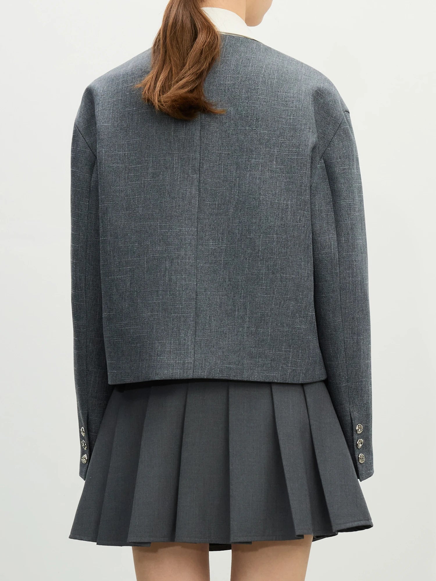 FSLE Exquisite Minimalist Style Fake Two-piece V-neck Suit Short Jacket For Women Spring 2025 New Commuting Chic Top 25FS11194
