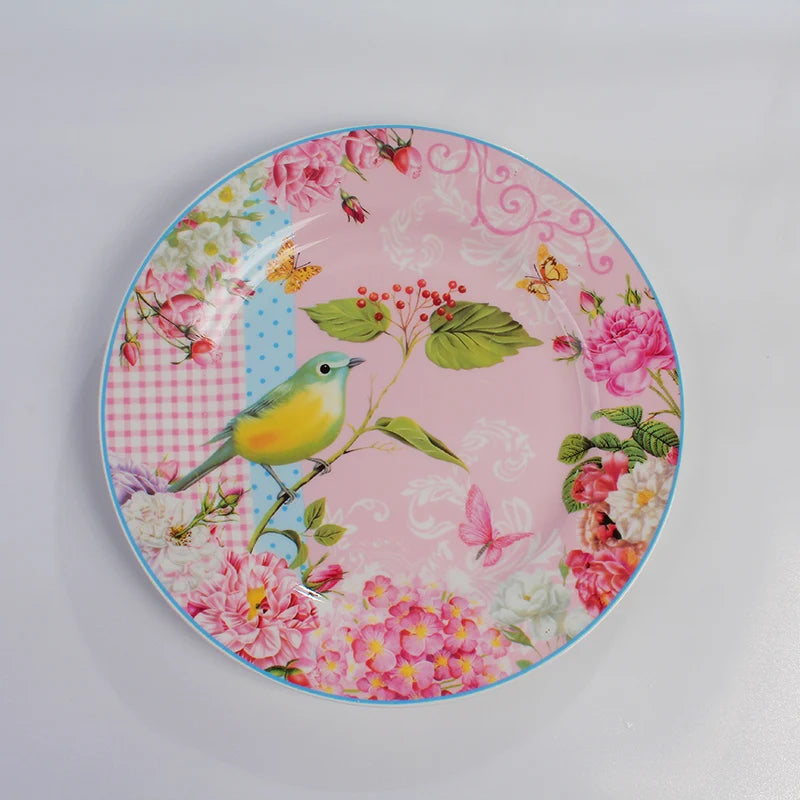 Pastoral Bone China Dishes And Plates Porcelain Cake Dish Pastry Fruit Tray Ceramic Tableware Steak Dinner Plate Decoration