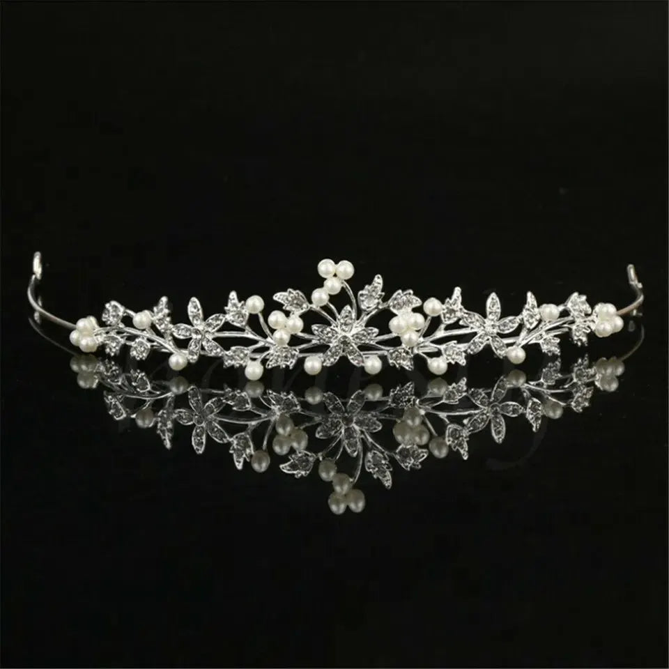 Bride Pearl Crown Headband Diamond Hair Accessories Alloy Rhinestone Princess Wedding Headband Bridal Headpieces Bride Crowns