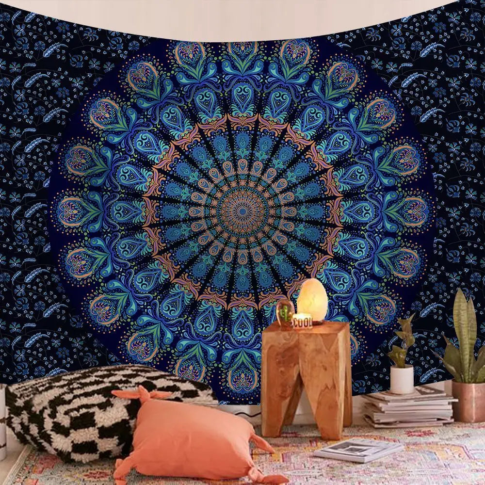 Indian Mandala Wall Hanging Tapestry Boho Hippie Cloth Fabric Large Elephant Tapestry Interior Bedroom Dorm Room Decor Aesthetic