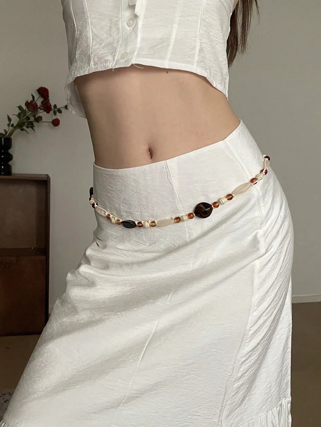 Folk Style Braided Belt Bohemian Beaded Design Feeling Waist Rope Sash With Skirt Dress With All Kinds Of Decoration