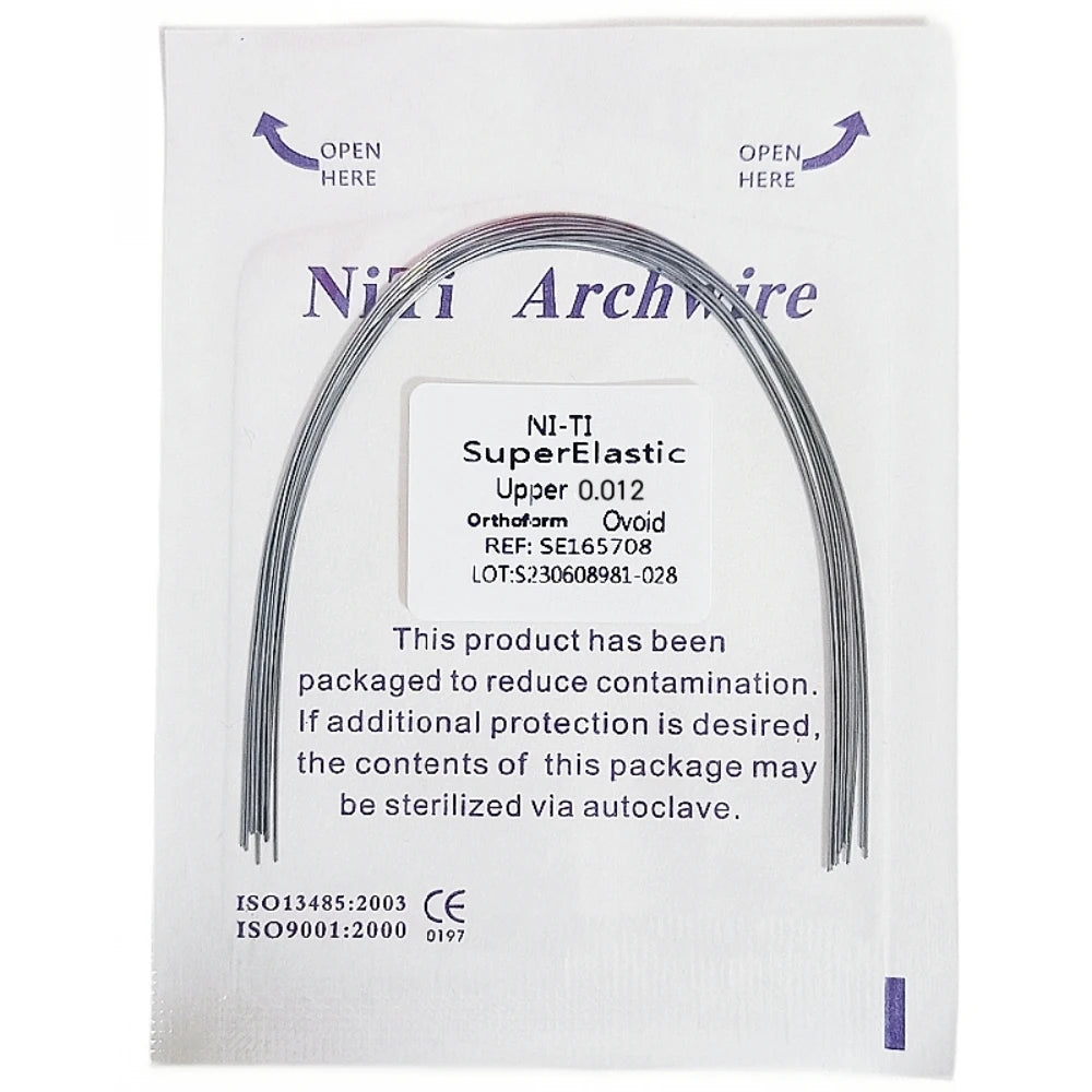 10pcs Dental Orthodontic Arch Wires Niti Archwires Natural/Ovoid Form Round/Rectangular Shape Upper Lower for Braces