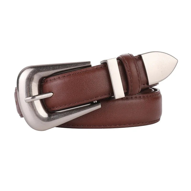 Genuine Leather Belt for Women Burgundy Leather Fashion Belts with Gold Metal Buckle Casual Luxury for Jeans Dresses