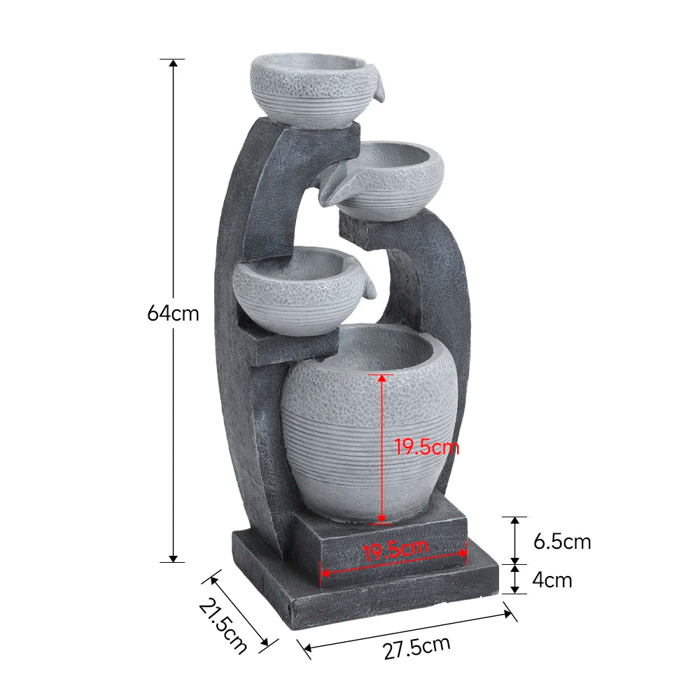 Garden Sanctuary Outdoor Solar-Powered Water Fountain Rockery Decor, 27.5cm W x 21.5cm D x 64cm H