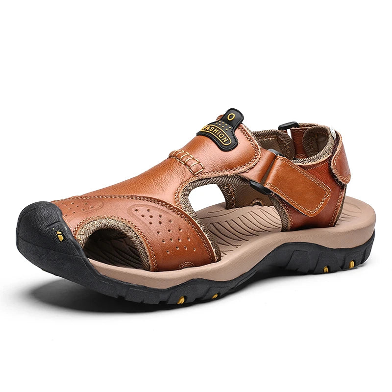 Outdoor Water Wading Leather Sandals Men Anti slip and Wear-resistant Summer Casual Shoes For Men Beach Sandals Soft Breathable