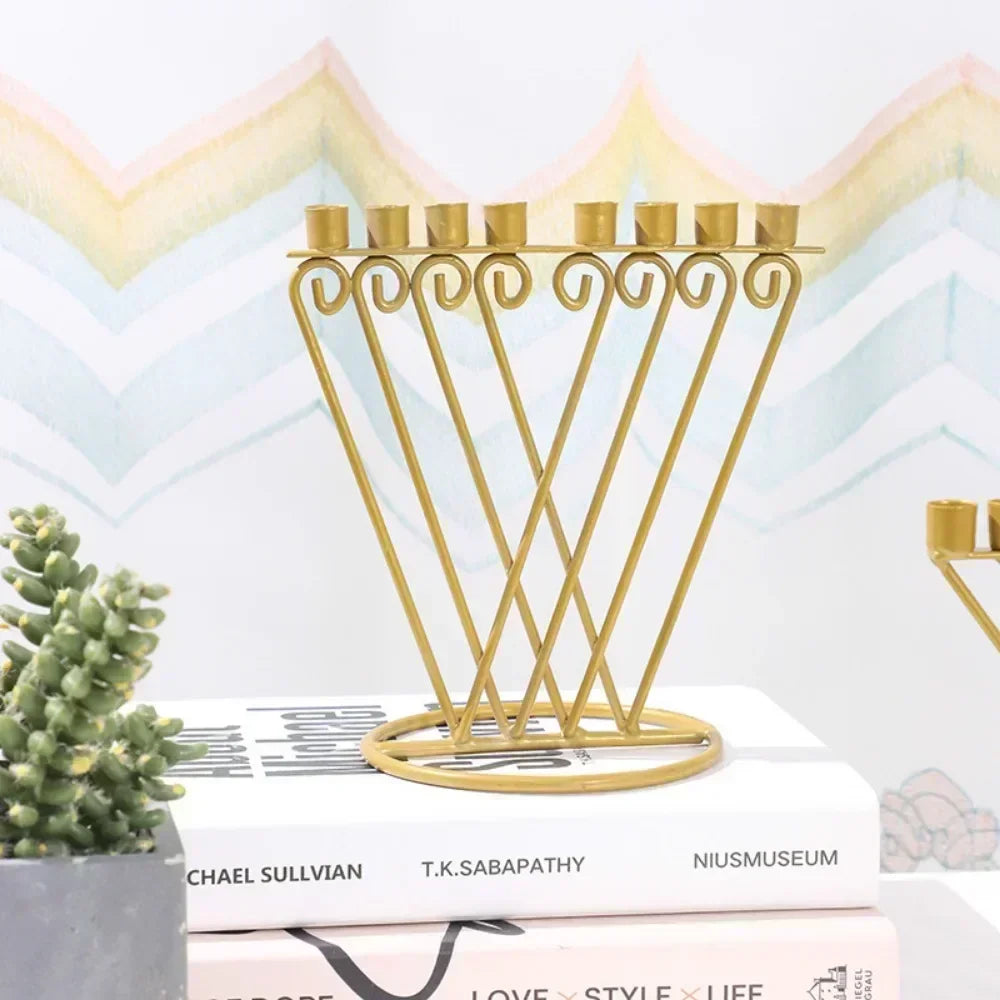 Judaica 9 lamp candle holders,Hanukkah party iron craft decorations, Sabbath gift Chankiah Menorah