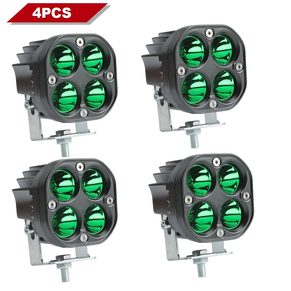 3 Inch LED Light Bar Red Green 12-24V Driving Fog Lights Auto Spotlights Work Lights for 4x4 Offroad Motorcycle Fishing Hunting