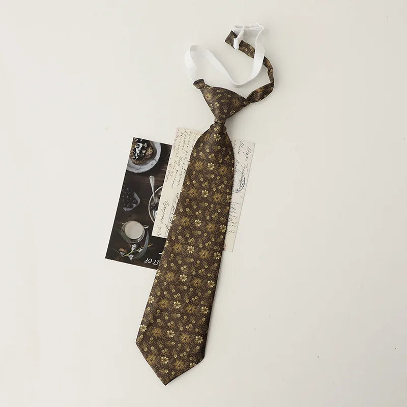33cm Length Casual Trendy JK Ties Preppy Chic College Girl Short Necktie Polyester Floral Animal Printed Lazy-tie Vintage Cravat