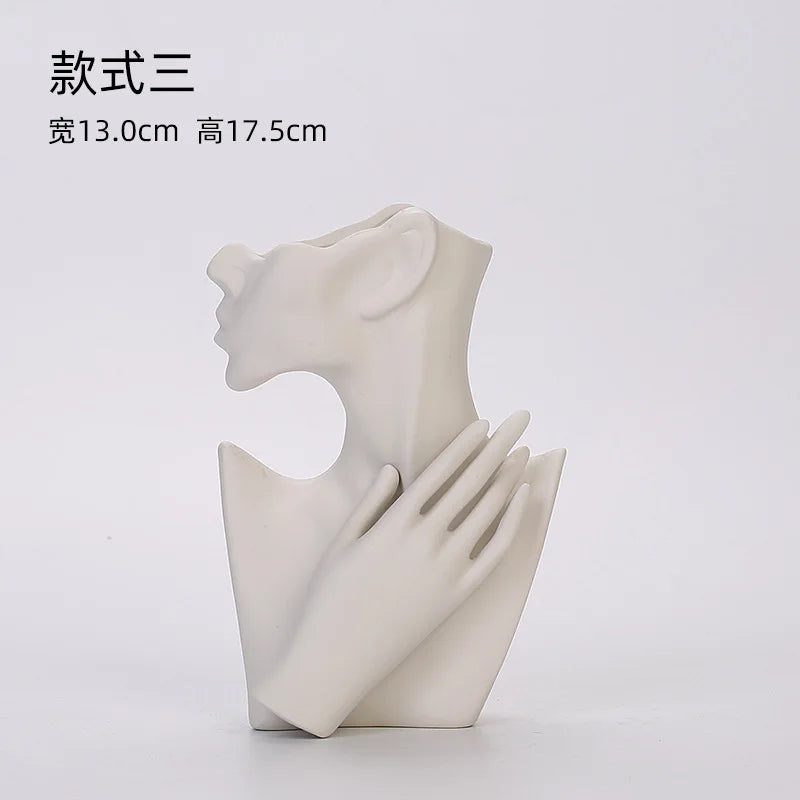 NEW Nordic Modern Simple Ceramic Vases Plain Burning Decoration Living Room Office Home Furnishings Creative Body Shape Bottles