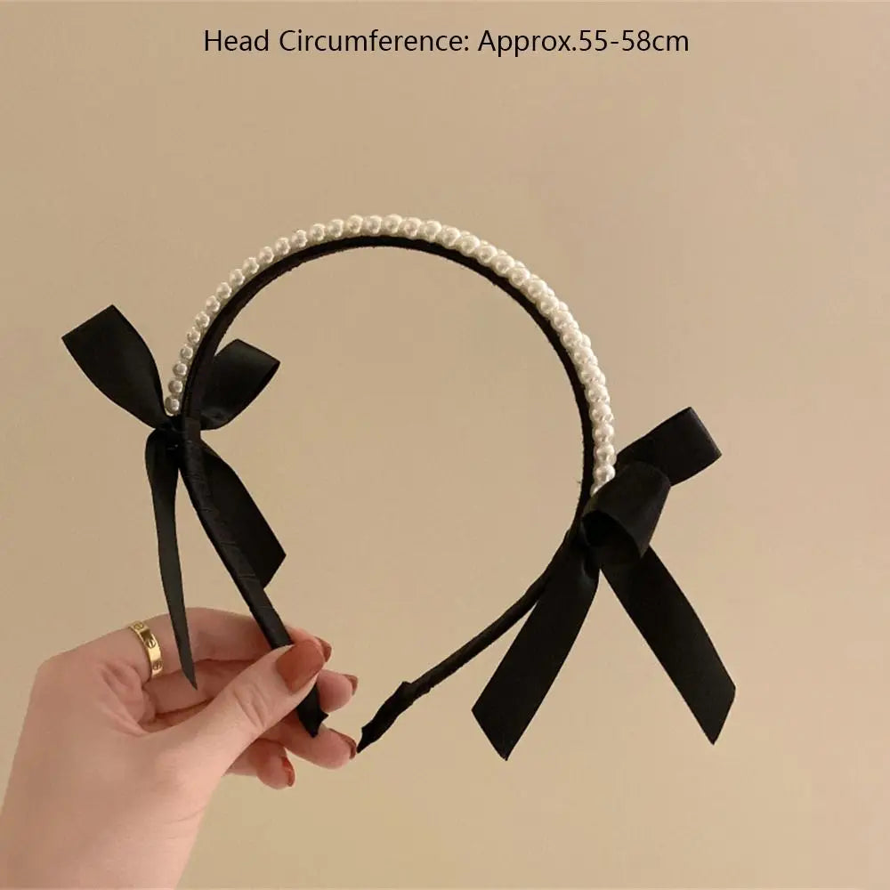 Hair Accessories Headwear Cute Pearl Bow Bezel Headband Hairband Hair Hoop Hair Bands