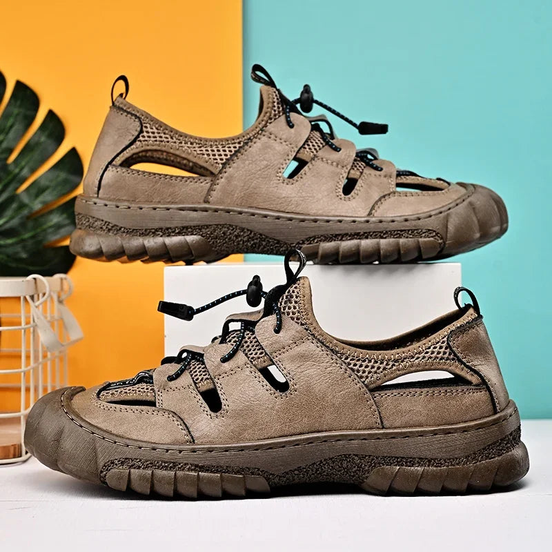 2025 Summer Men Sandals Genuine Leather Mens Casual Shoes Outdoor Men Leather Sandals for Men Beach Shoes Roman mens Shoes