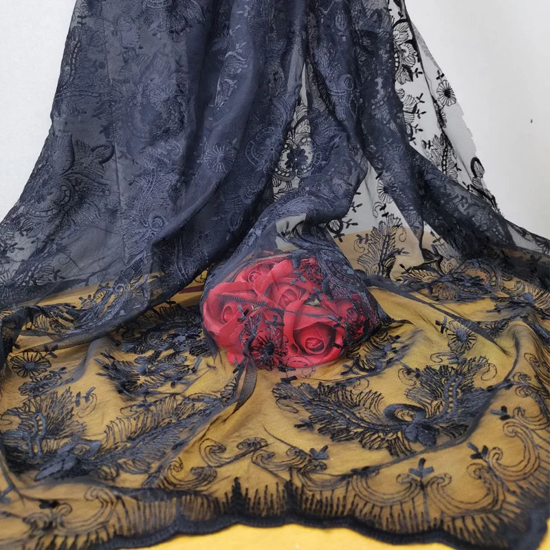 Gothic Lolita Lace Embroidery Fabric Quality Dress Dress Shirt Curtain Background Decorative Cloth Sewing women's Lace Gauze DIY