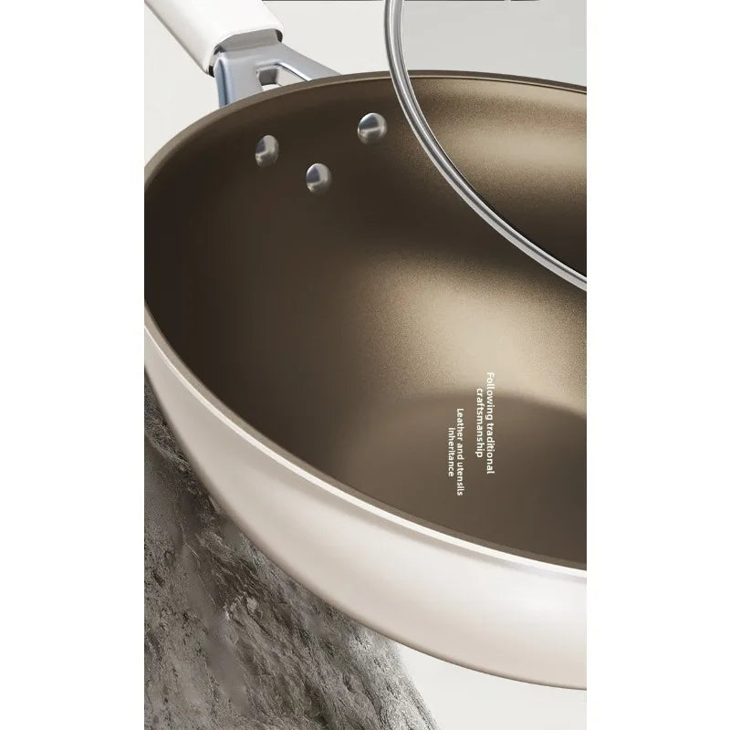 Titanium uncoated ceramic non stick frying pan, household flat bottomed frying pan, non stick gas electromagnetic stove special