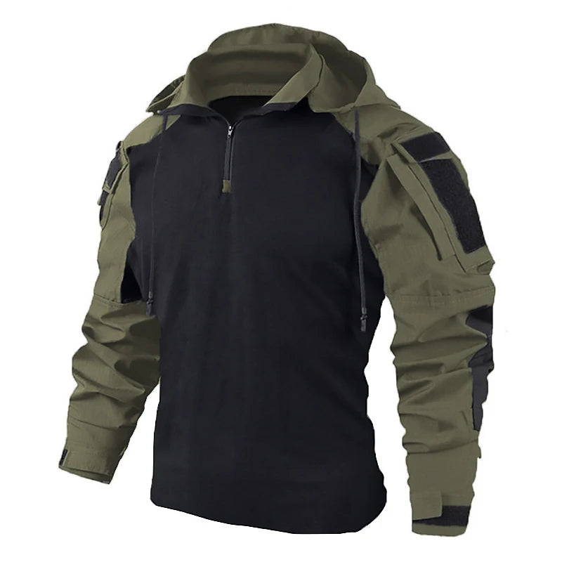 Tactical Shirt Airsoft Paintball Work Clothing Combat Shirts Cotton Multi Pockets Camo  Shirts Hooded Tops
