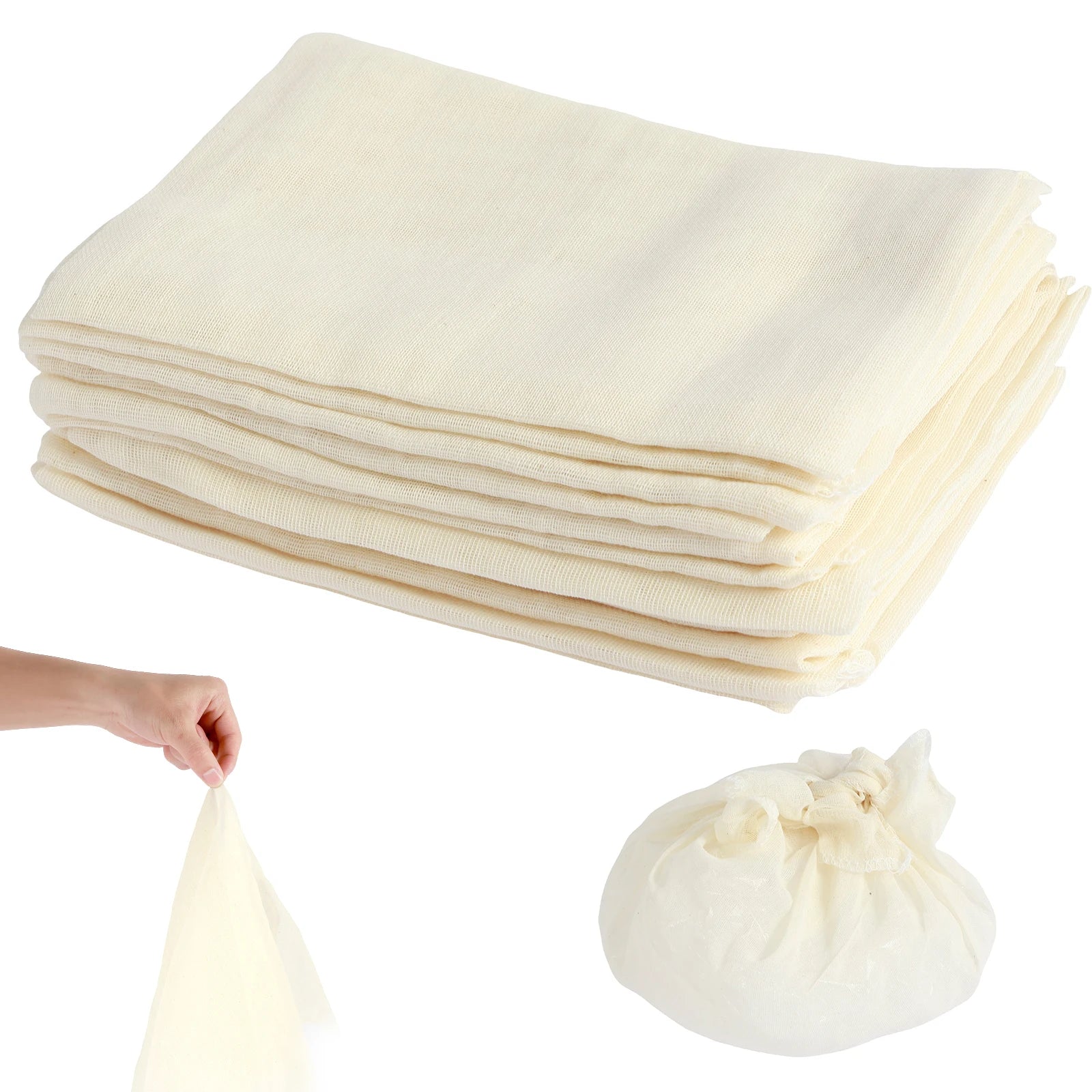 12Pcs Cheese Cloths Natural Unbleached Cotton Cheesecloth 20 Inch Square Cheese Cloths Reusable Organic Kitchen Fine Mesh Strain