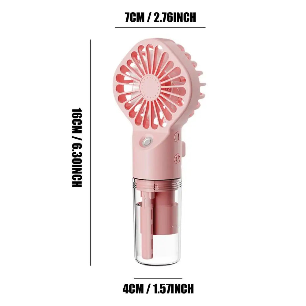 Portable Water Mist Fan USB Charging Handheld Mini Quiet Air Cooling Fan 4 Speed Humidification Spray Fan For Home Offices Dorm