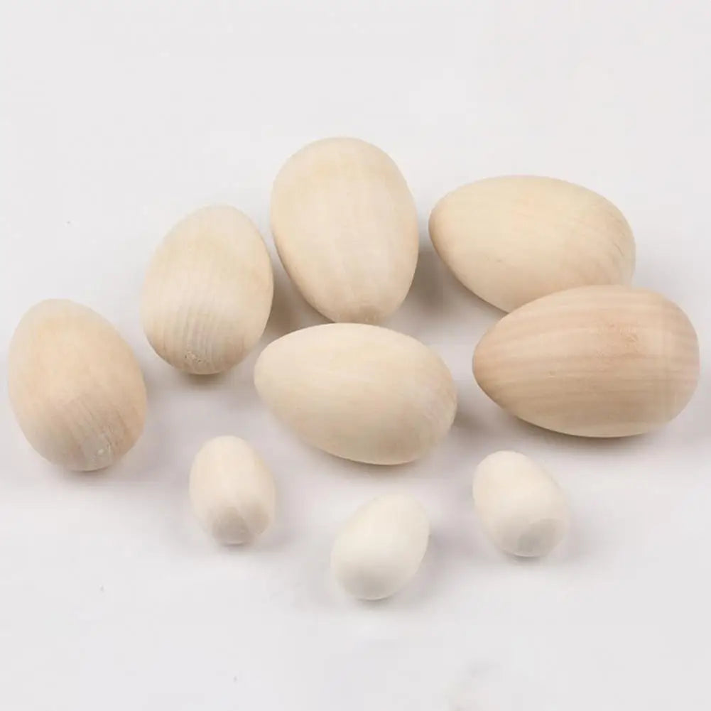 6Pcs Wooden Egg Lightweight Creative DIY Graffiti Painted Wooden Simulated Eggs Durable Natural Wood Eggs For Holiday