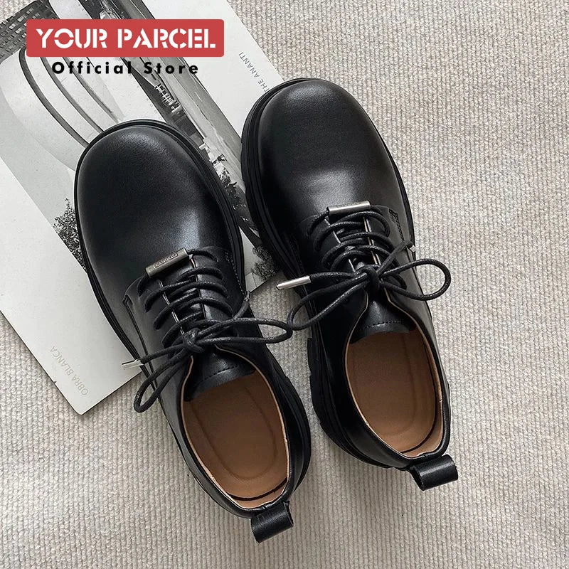 2024 Original and New Elevated 7CM Matsuke Sole Derby Shoes Black Big Head Leather Shoes for Men and Women's Universal Work Clot