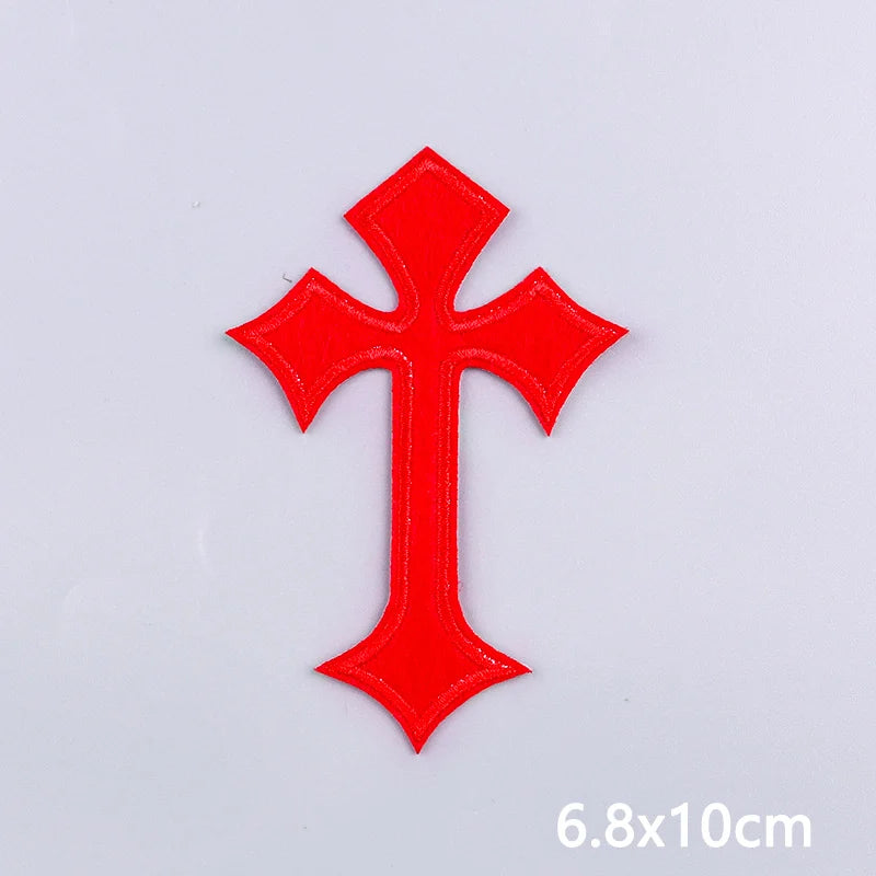 Jesus Cross Embroidery Patch For Clothes Gold Silver Cross Iron On Patches For Clothing Personality Appliques Craft Decoration