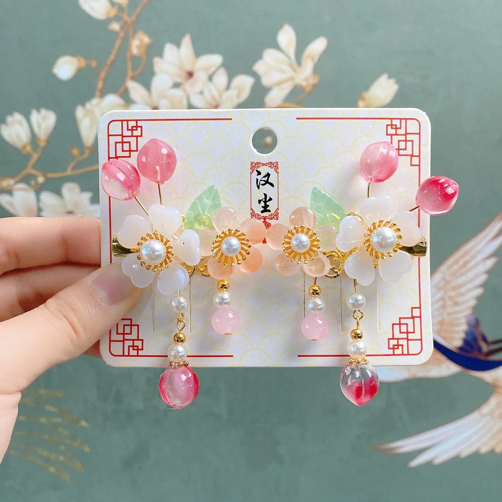 Children's Headwear Ancient Style Girl Hanfu Hair Bundle Wig Accessories Princess Dress Up Gift