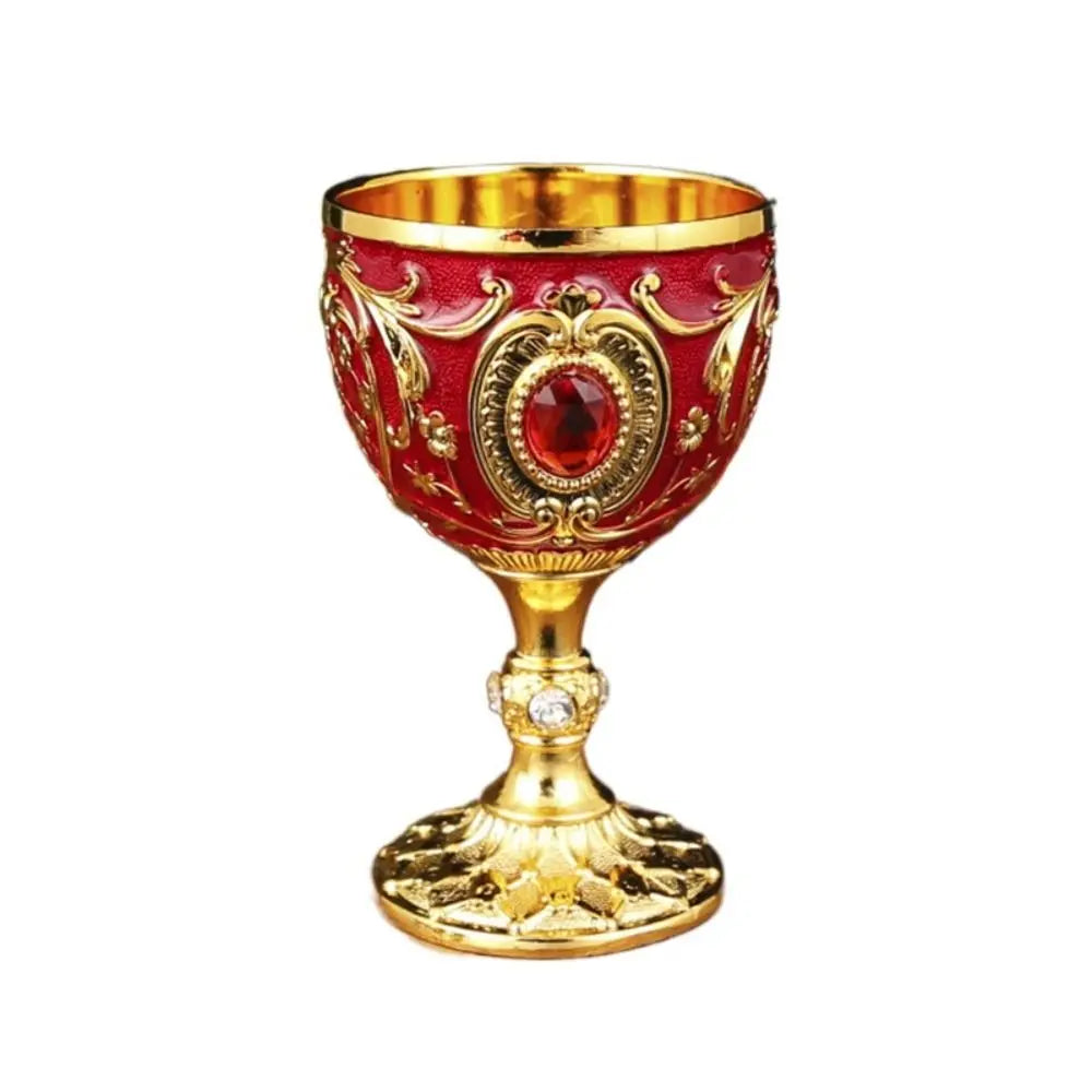 Drink Cup Embossed Vintage Metal Wine Cup Diamond-encrusted Anti-break Wine Glasses European Style Chalice Communion