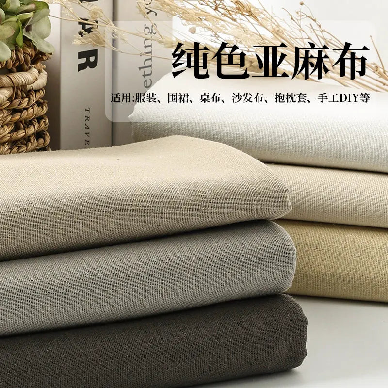 Linen fabric plain color solid color spring and summer linen cloth clothing skirt pants handmade DIY fabric plain linen