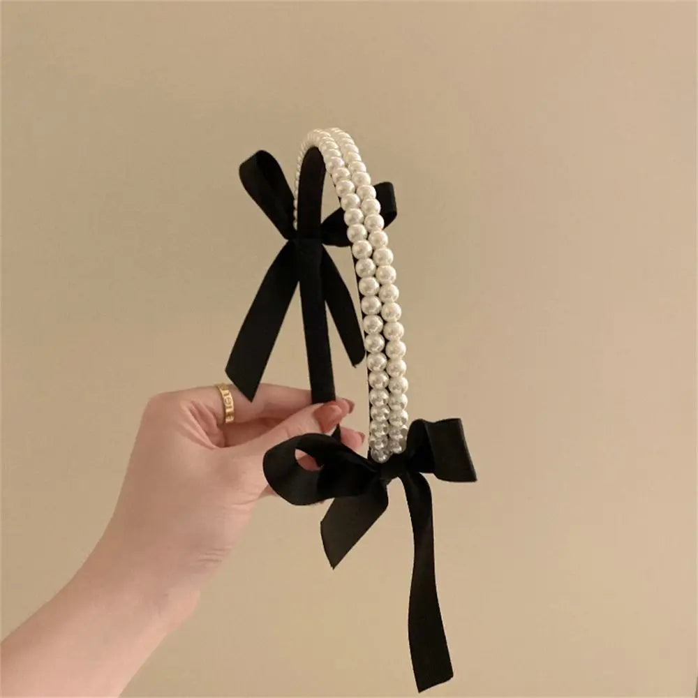 Hair Accessories Headwear Cute Pearl Bow Bezel Headband Hairband Hair Hoop Hair Bands