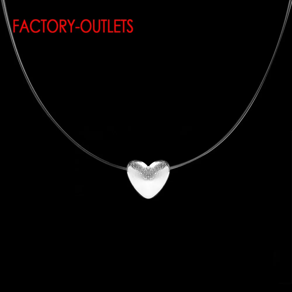 Big Sale 925 Sterling Silver Chokers Necklace Cubic Zircon Pearl CZ Round Heart Cross Moon Square Transparent Fish Line Jewelry