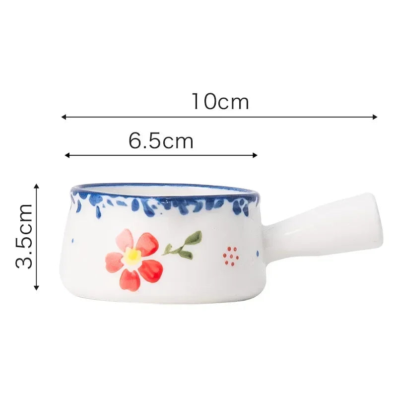 Ceramic Milk Jugs Creamer Cup with Handle Japanese Milk Frothing Coffee Sugar Pot Jam Bowl Seasoning Sauce Dish Kitchen Cookware