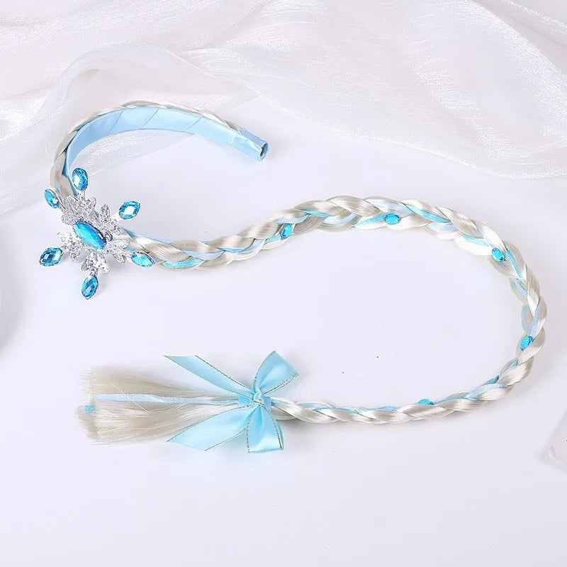 Girls Crown Headpiece Cosplay Princess Halloween Party Costumes Headband Wig Kawaii Headwear Kids Birthday Gifts