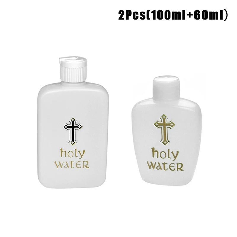 2/3Pcs 60/100/250ml Jesus Cross Pattern Holy Water Bottle Portable Prime Church Holy Water Bottle For Baptismal Pray