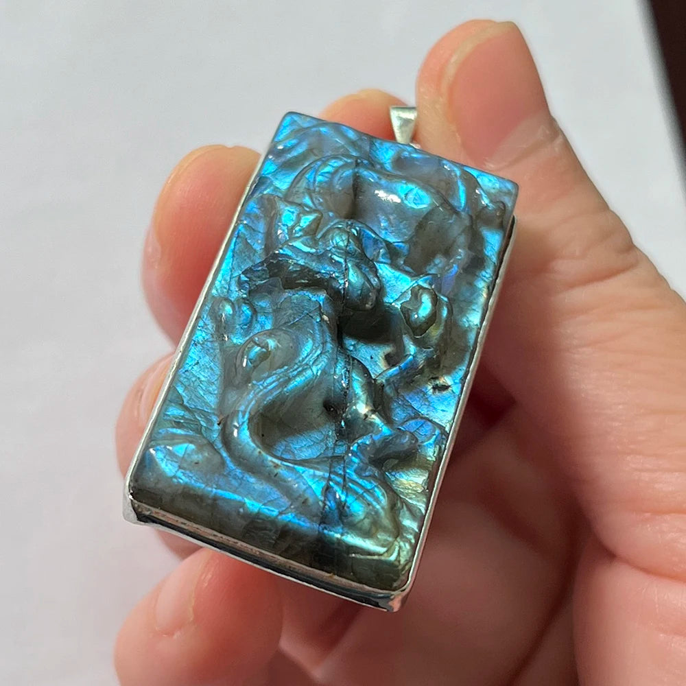 Gem Pendant Natural Stone Irregular Shape Bead Purple Blue Labradorite Necklace Pendant for Women Men Jewelry Gift 1Pcs