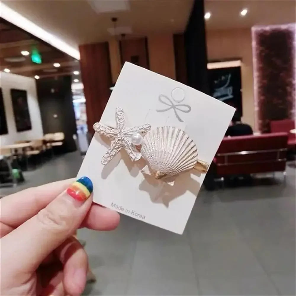 2PCS Starfish Sea Star Hairpin Natural Elegant Hair Clip Hairgrips Headwear Headdress Jewelry For Women Girls Hair Accessories