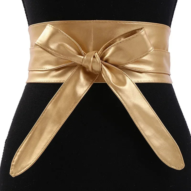 Women's Girdles Fashionable Solid Color PU Wide Belt Beautiful and Useful Tight Girdles Apparel Accessories