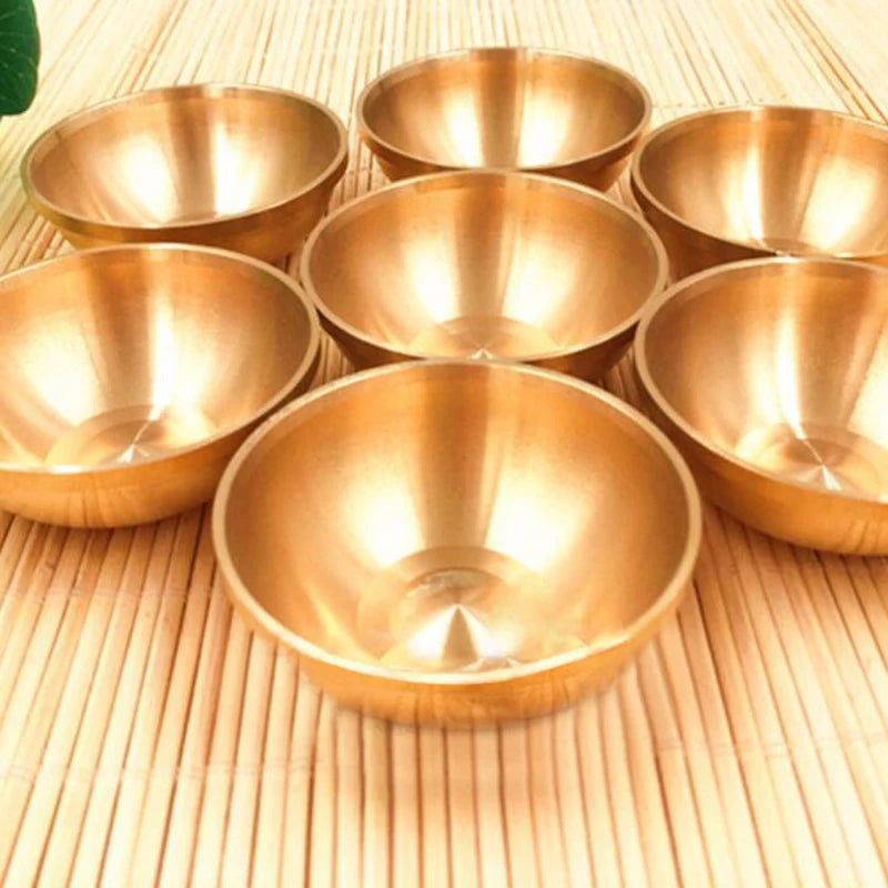 Copper Tibetan Bowl Buddha Disciples to Supply Water Meditation Mini Brass Cup Home Desk Decor 7Set