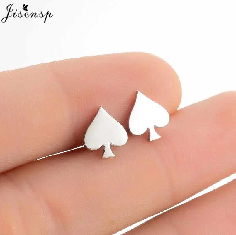 Punk Mini Stainless Steel Earrings for Women Minimalist Spades Gesture Apple Lighter Spider Web Earings Fashion Jewelry brincos