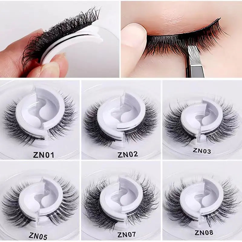 1Pair Reusable Self-Adhesive False Eyelashes Natural Multiple reversible glue-free self-adhesive pairs of false eyelashes Hot