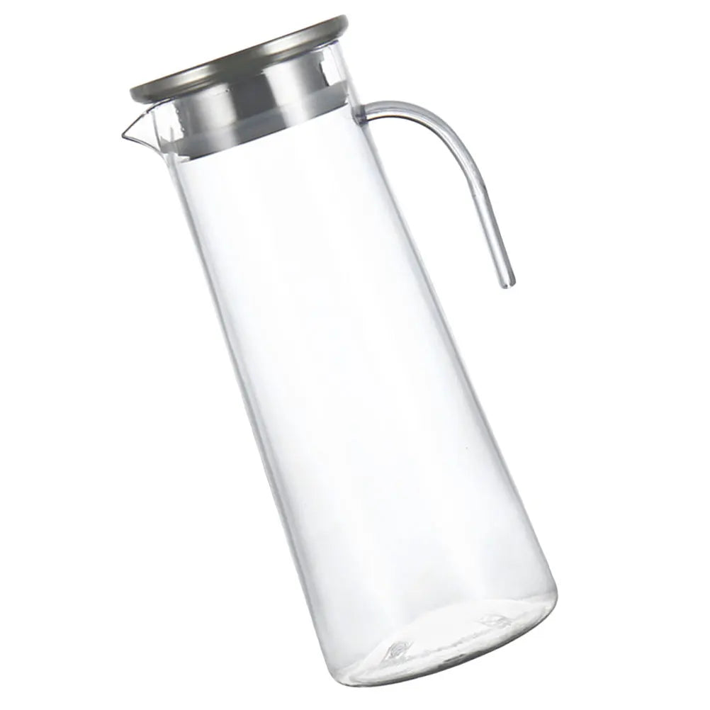 Acrylic Cold Water Pitcher Large Capacity Stainless Steel Wooden Clear Water Jug for Home Office Party Lemon Tea