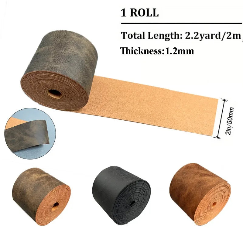 5cmx2m Crazy Horse Leather Belt PU Leather Straps Roll Flat Leather Lacing for DIY Crafts Jewelry Making Belt Wrapping Braiding